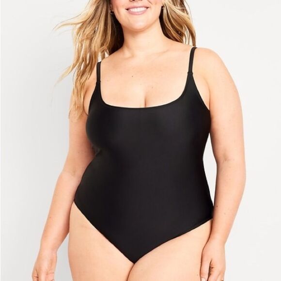 NWT Old Navy Black One Piece Swimsuit Size XL Minimal Scoop Neck Bathing Suit - Picture 12 of 12